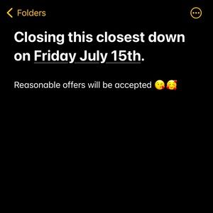 Closing my closet for good on Friday July 15th